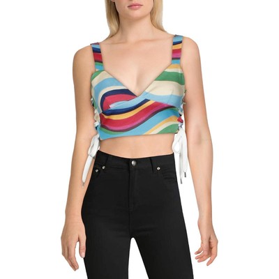 

Красный женский укороченный топ в полоску из синего твила Valentino  BHFO 7058, Blue multi