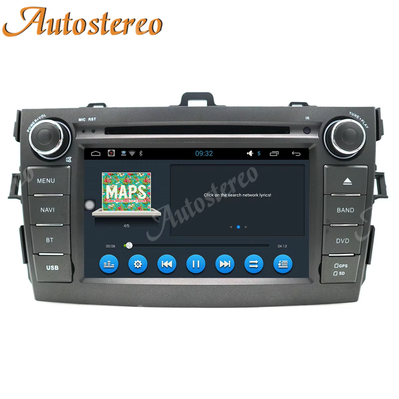 Android System Car GPS Navigation Stereo DVD Player for Toyota Corolla 2007-2013
