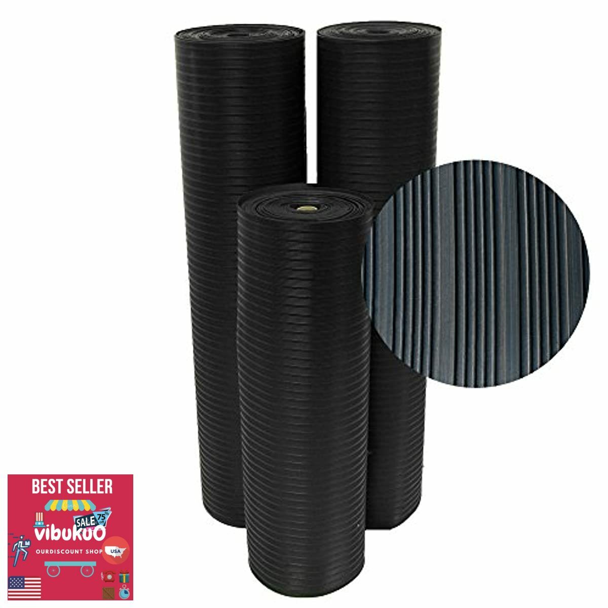 NEW HEAVY DUTY Composite Rib Corrugated Rubber Floor Mats+Thick Roll
