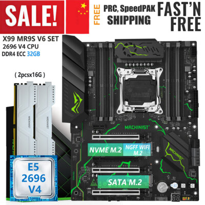 X99 MR9S Motherboard LGA 2011-v3 with Xeon E5 2696 V4 32GB DDR4 2133MHz RAM Kit