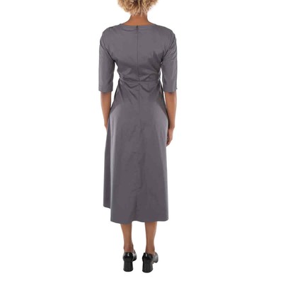 Pre-owned Max Mara Ladies Medium Grey Sonia Cotton-blend Midi Dress, Brand Size 40 (us