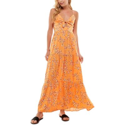 

Kingston Grey Womens Orange Long Tied Maxi Dress Juniors  BHFO 2297 с завязками спереди, Tangerine/cream