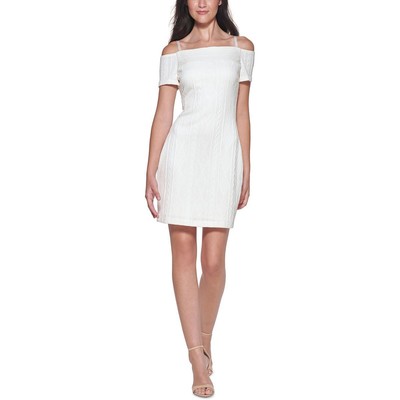 

Женское мини-платье-свитер с открытыми плечами Guess косой вязки BHFO 3756, Цвет слоновой кости