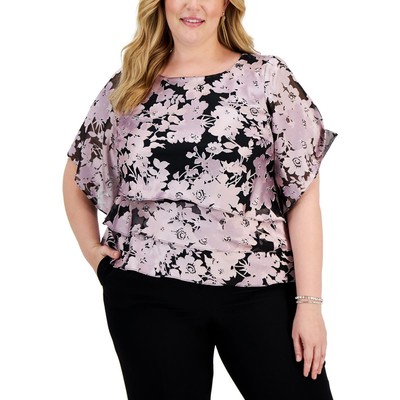 Женское розовое многоуровневое платье с цветочным рисунком Alex Evenings, верхняя блузка плюс 2X BHFO 7361