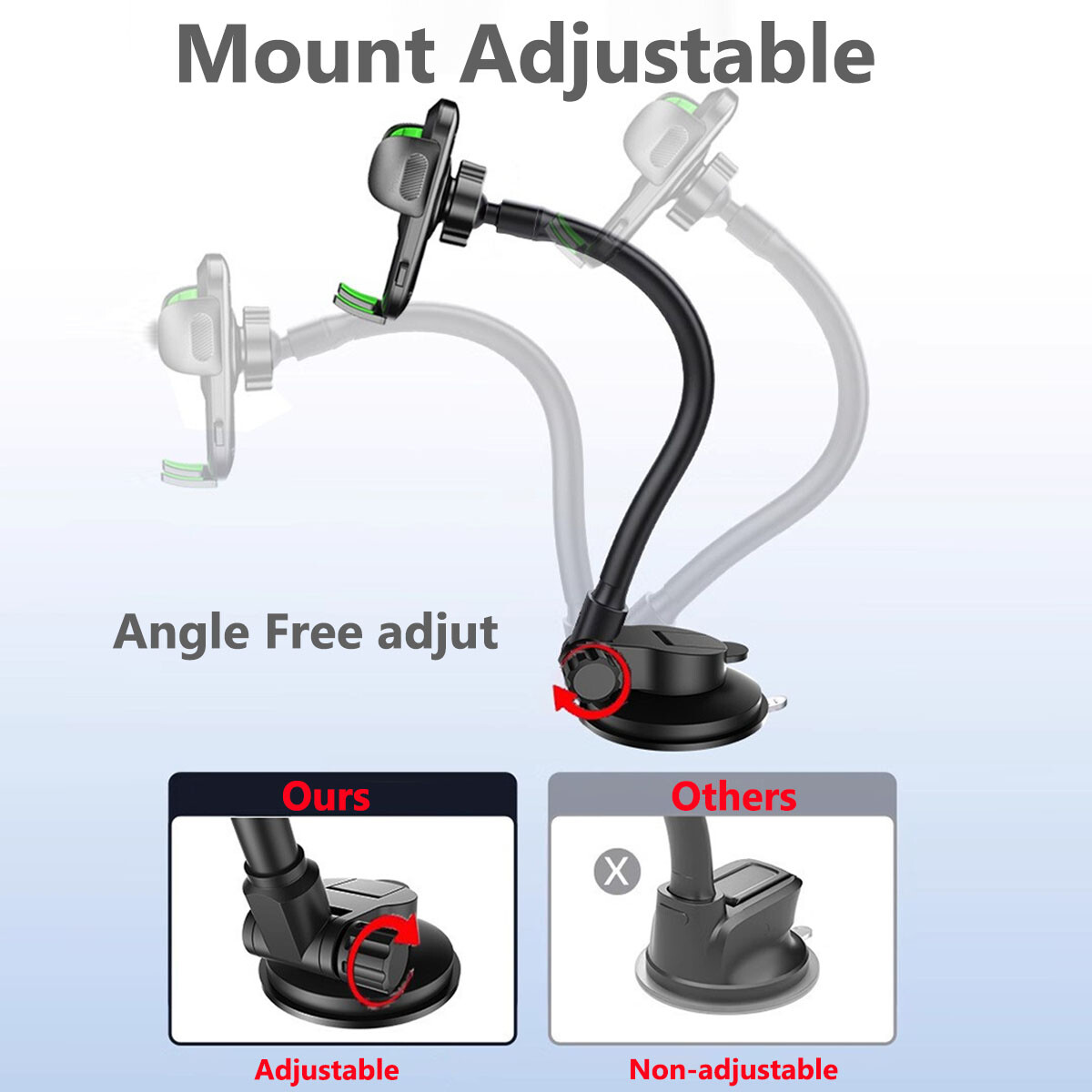 Solid Car Truck Windshield Phone Mount Holder with 14-Inch Gooseneck Long Arm US