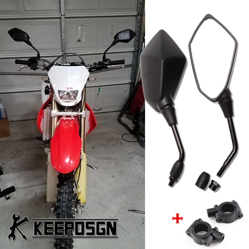 Side Mirrors For Honda Suzuki Kawasaki Husqvarna Off-Road Dirt Bike Motorbike