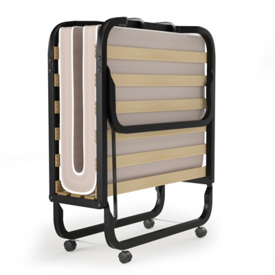 Folding Bed w/Memory Foam Mattress Rollaway Metal Bed Sleeper Made in Italy