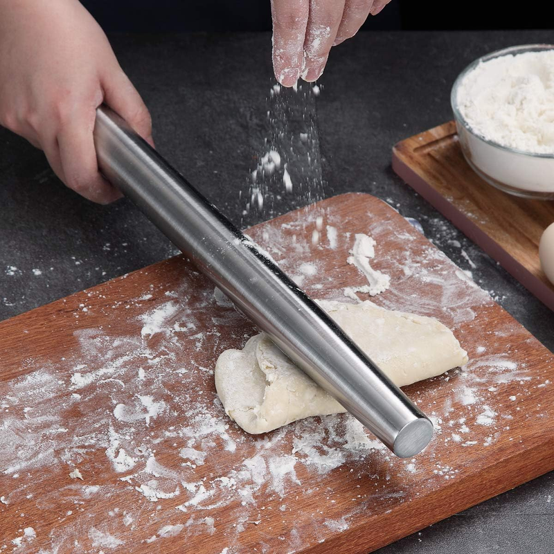 Stainless Steel Rolling Pin, Matte Finish 16.7 Inches,  Rolling Pin for Baking P