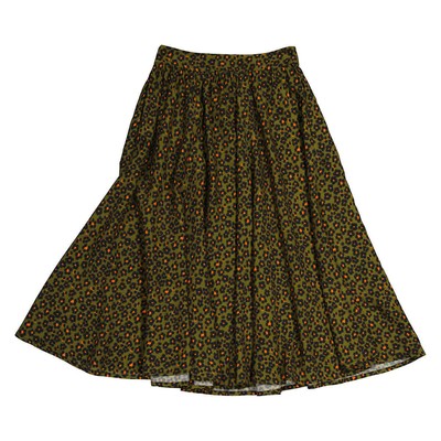 Pre-owned Kenzo Ladies Khaki Ditsy Floral Print Midi Skirt In Brown