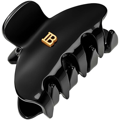 BALMAIN Paris Hair 18K Gold Plated Couture Pince a Cheveux Small Black