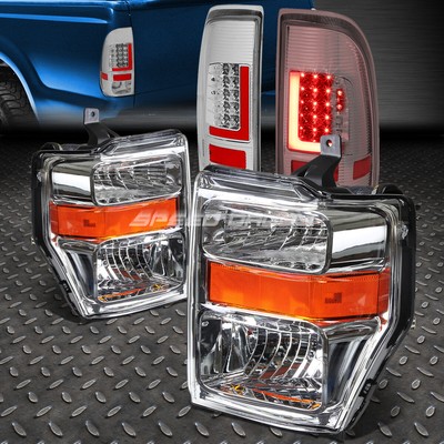 ХРОМИРОВАННАЯ ЯНТАРНАЯ ФАРА + 3D СВЕТОДИОДНЫЙ КРАСНЫЙ L-ОБРАЗНЫЙ ХРОМИРОВАННЫЙ ЗАДНИЙ ФОНАРЬ ДЛЯ 08-10 SUPER DUTY