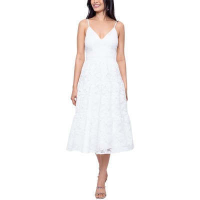 Xscape Womens Ivory Solid Lace Fit & Flare Dress 10 BHFO 3211