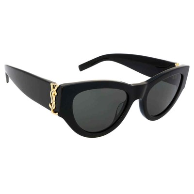 Pre-owned Saint Laurent Grey Cat Eye Ladies Sunglasses Sl M94 001 53 Sl M94 001 53 In Gray