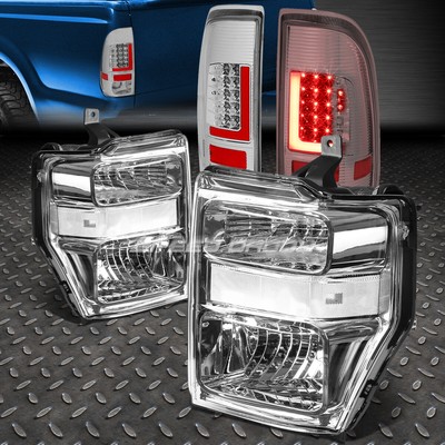 ХРОМИРОВАННАЯ ПРОЗРАЧНАЯ ФАРА + 3D СВЕТОДИОДНЫЙ КРАСНЫЙ L-ОБРАЗНЫЙ ХРОМИРОВАННЫЙ ЗАДНИЙ ФОНАРЬ ДЛЯ 08-10 SUPER DUTY