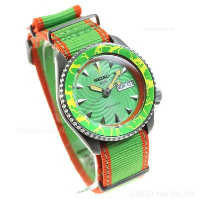 Pre-owned Seiko 5 Sports Sense Sbsa083 Green Dial Street Fighter V Blanka Mens Watch