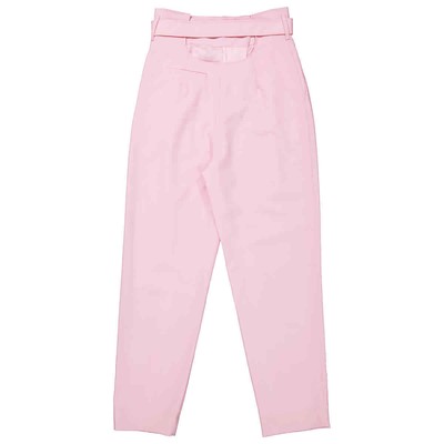Pre-owned Burberry Ladies Pastel Pink Wool High-waisted Trousers