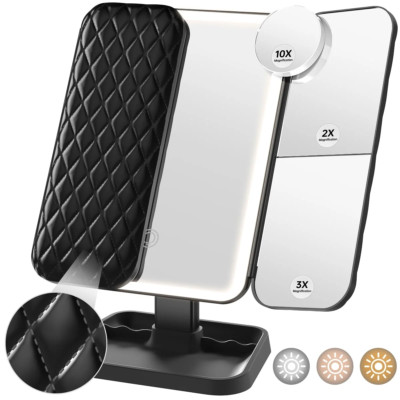 Lighted Vanity Makeup Mirror, Rechargeable with Lights, 72 Leds Makeup Mirror wi