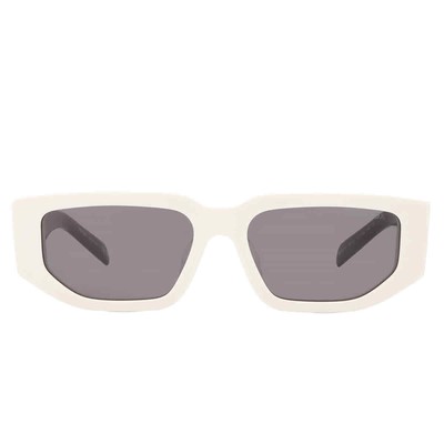 Pre-owned Prada Pr 09zsf 1425s0 55 Men's Rectangular Sunglasses - White/gray