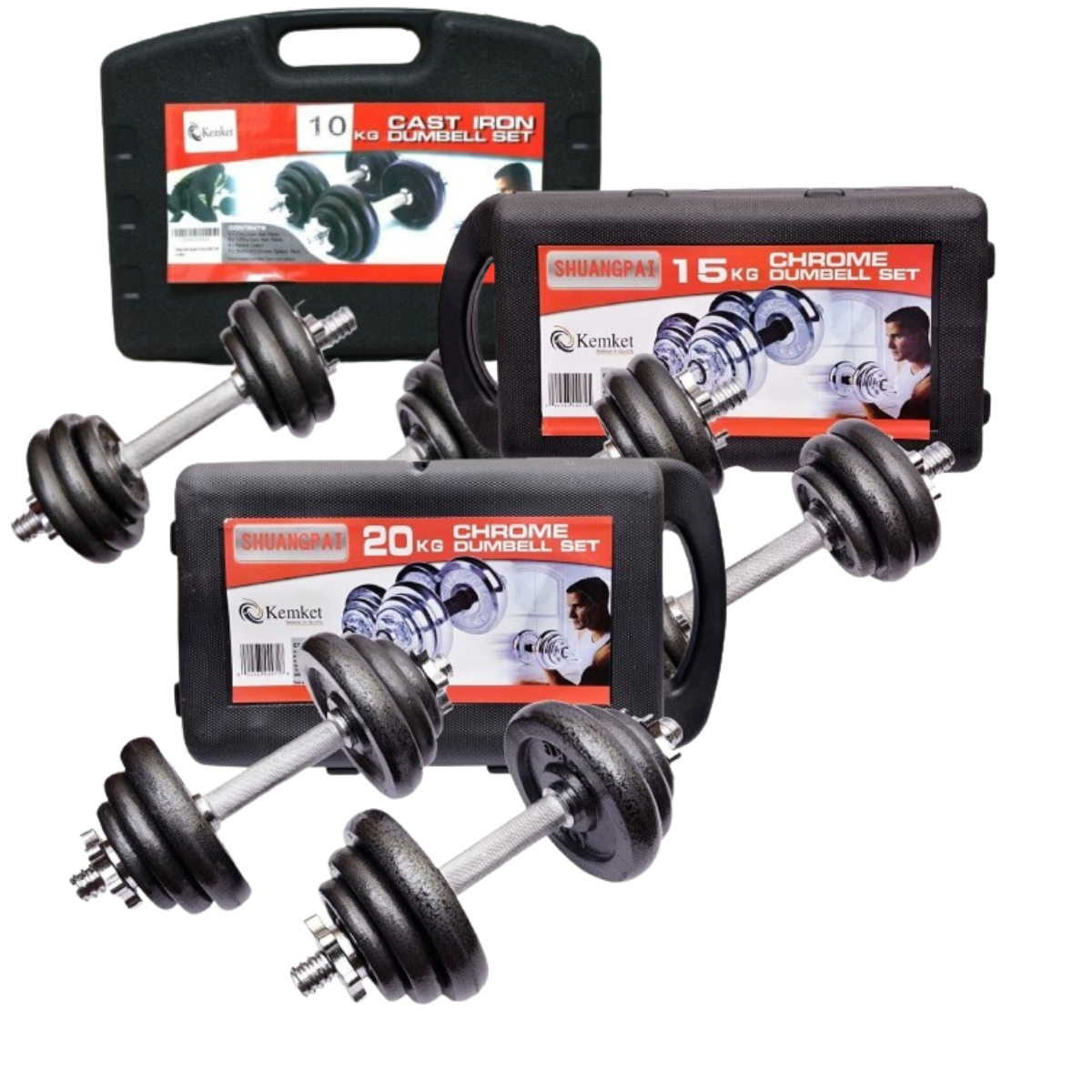 York fitness 20kg cast iron dumbbell set with case hotsell