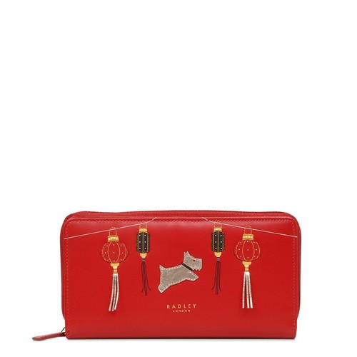 Pre-owned Radley Brand  Signature Year Of The Dog 2018 Large Zip Around Purse Red