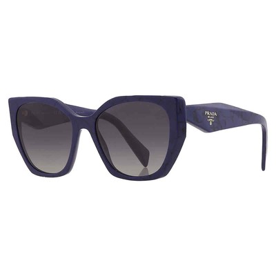 Pre-owned Prada Polarized Grey Gradient Cat Eye Ladies Sunglasses Pr 19zs 18d5w1 55 In Gray