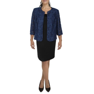 

Женский темно-синий кружевной пиджак без воротника Alex Evenings Plus  BHFO 8621, Navy