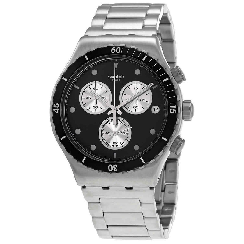 Swatch The June Collection Dark Irony Chronograph Quartz Black Dial Watch