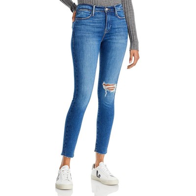 

Джинсы-скинни Frame Womens Le High из денима с высокой посадкой и высокой посадкой BHFO 4951, Earthbound rips, Le High