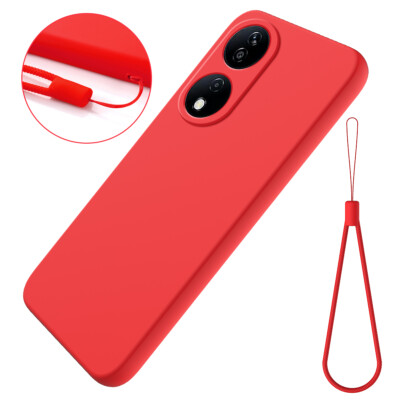 For Honor 90 Smart, Shockproof Soft Liquid Silicone Skin Touch Feel Cover Case