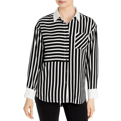 

Karl Lagerfeld Paris Женская черная рубашка оверсайз на пуговицах  BHFO 0935, Black/soft white