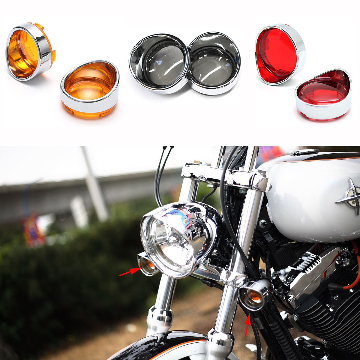 Motorcycle Turn Signal Bezels Lens Cover Visor Trim Rings For Harley eBay