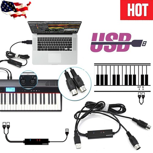 Keyboard MIDI 5-Pin to PC USB Music Recording Adapter Conver
