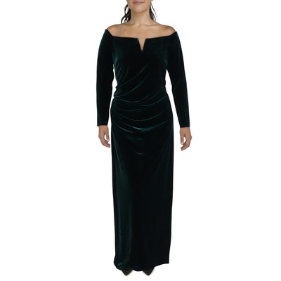 Женское зеленое бархатное вечернее платье X by Xscape Plus 16W BHFO 4491