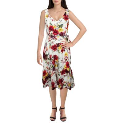 

Женское белое полуформальное платье миди до колена с поясом Taylor  BHFO 5355, Белый