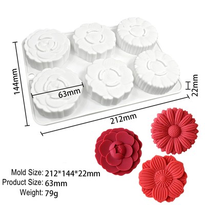 6 Flower Silicone Cake Mold Handmake DIY Bread Mould Silicone Moulds For Cake