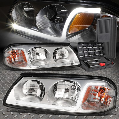 ДЛЯ 00-05 CHEVY IMPALA LED DRL ХРОМИРОВАННЫЙ КОРПУС ЯНТАРНЫЕ УГЛОВЫЕ ФАРЫ + НАБОР ИНСТРУМЕНТОВ