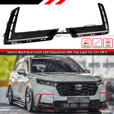 FOR 2023-24 HONDA CR-V CRV L SHAPE DUAL COLOR SEQUENTIAL LED DRL FOG LAMP LIGHT