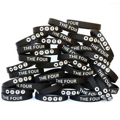 100 of THE FOUR Wristbands - Religous Inspiration Gospel Message Bracelet Bands