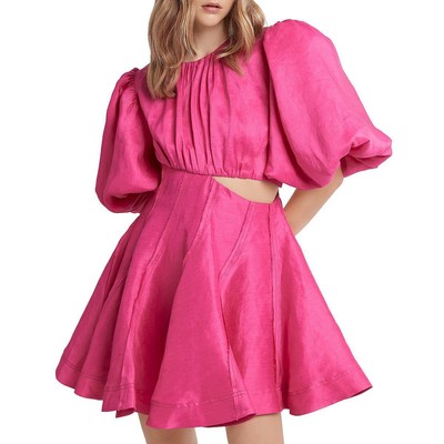 

AJE Женское мини-платье Admiration из смеси льна с вырезами для вечеринок BHFO 5873, Fuchsia