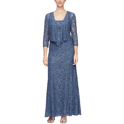 

Alex Evenings Womens Blue Lace 2PC Formal Evening Dress Plus  BHFO 7248, Wedgewood