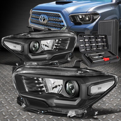 ДЛЯ 16-20 TOYOTA TACOMA ЧЕРНЫЙ КОРПУС ПРОЗРАЧНАЯ УГЛОВАЯ ФАРА ПРОЕКТОРА + НАБОР ИНСТРУМЕНТОВ