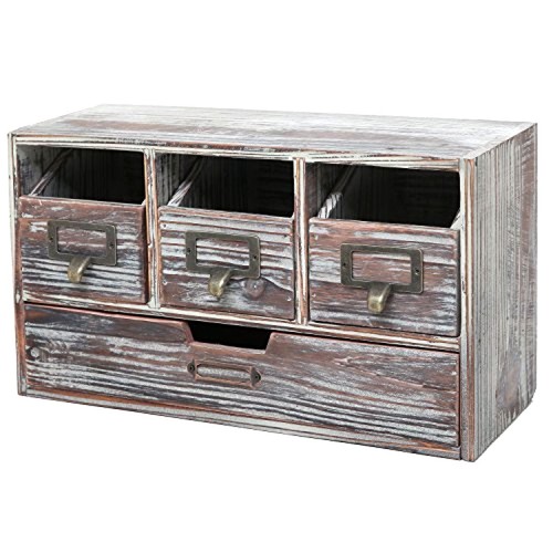 Rustic Torched Wood Desktop Office Drawer Craft Supplies Storage