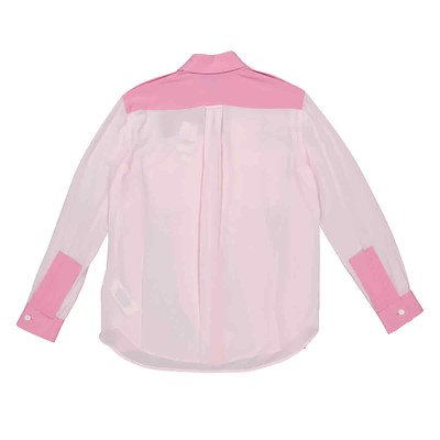Pre-owned Burberry Ladies Beckierl Pale Candy Pink Panelled Silk Crepe-de-chine Shirt,