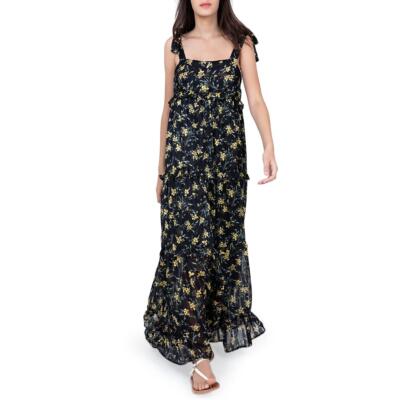 

Sabina Musaev Женское черное длинное дневное платье макси Octavia с цветочным принтом  BHFO 8915, Black multi