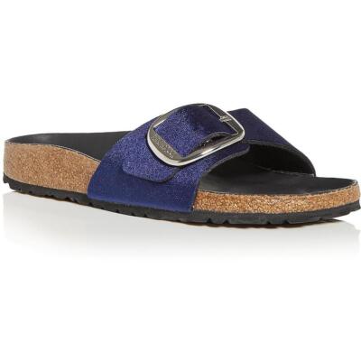 

Birkenstock Womens Madrid Big Buckle Velvet Slide Sandals Shoes BHFO 3199, Midnight, Madrid Big Buckle