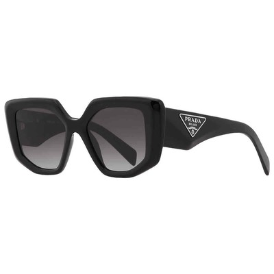 Pre-owned Prada Grey Gradient Irregular Ladies Sunglasses Pr 14zs 1ab09s 50 Pr 14zs 1ab09s In Gray