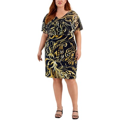 Женское платье миди с драпировкой из черного джерси Connected Apparel Plus 22W BHFO 1419