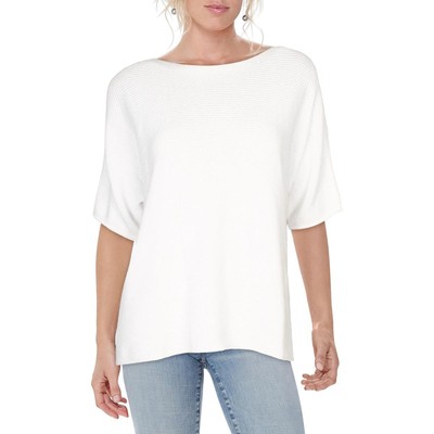 Женский белый хлопковый пуловер с вырезом лодочкой Eileen Fisher, топ-свитер M BHFO 4850
