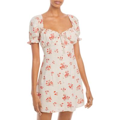 

Женское короткое дневное мини-платье с рюшами Lucinta бежевого цвета Bardot  8 BHFO 3897, Beige floral