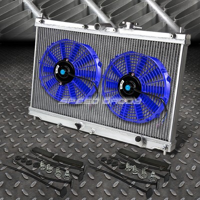 2-РЯДНЫЙ АЛЮМИНИЕВЫЙ РАДИАТОР + 2X 10 ВЕНТИЛЯТОРОВ СИНЕГО ЦВЕТА ДЛЯ 90-93 ACCORD CB/92-96 PRELUDE BB F22